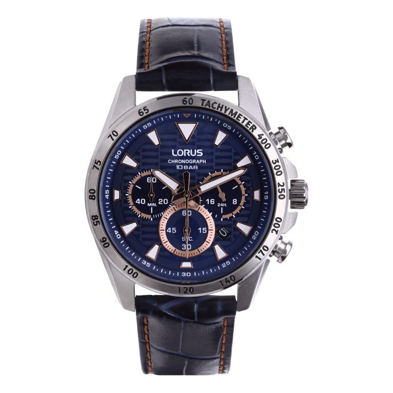 Lorus herenhorloge chronograph blauw leer RT359KX9