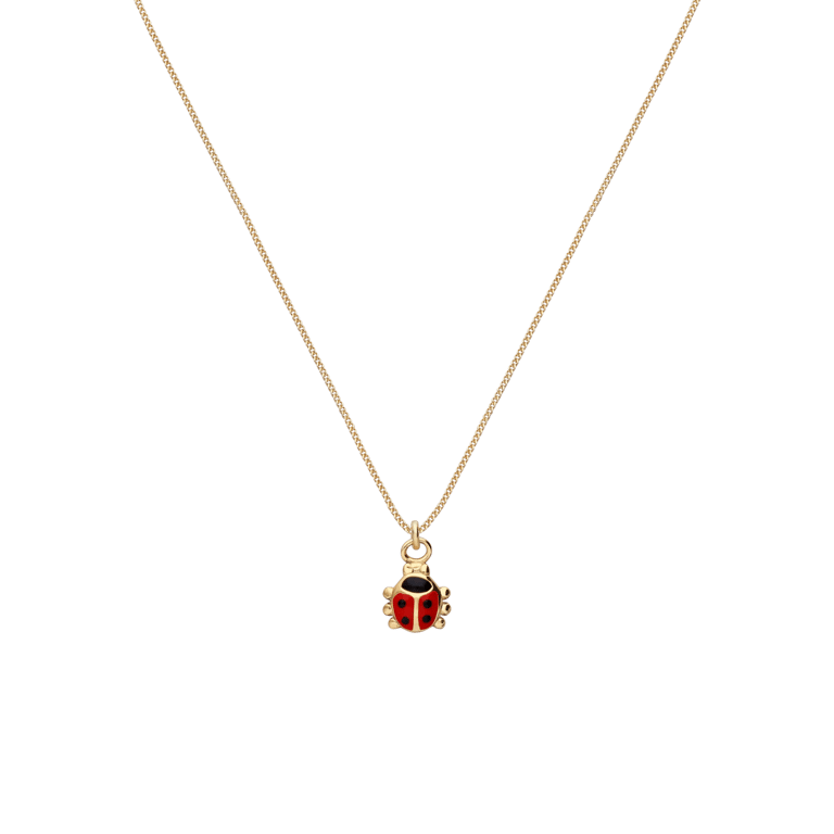 Zilveren goldplated ketting lieveheersbeestje