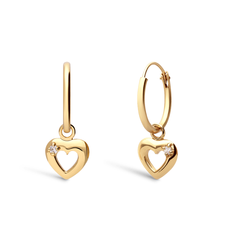 Zilveren goldplated oorringen met open hartje