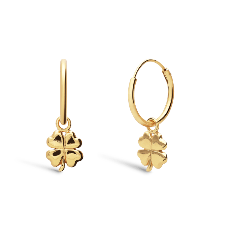 Zilveren goldplated kinderoorringen klavertje