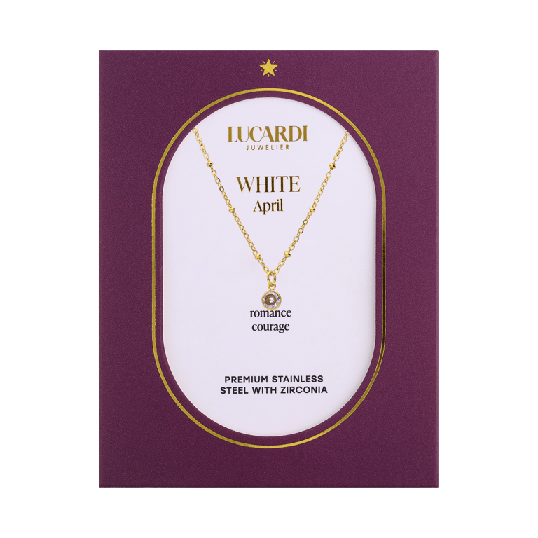 Stalen goldplated ketting met hanger geboortesteen April voor dames