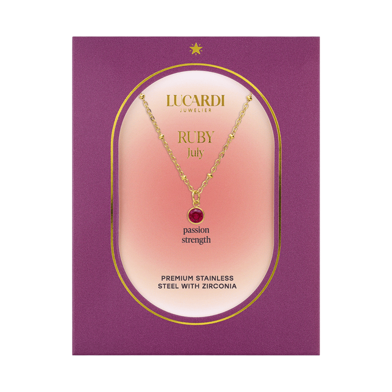 Stainless steel goldplated ketting met geboortesteen hanger Juli