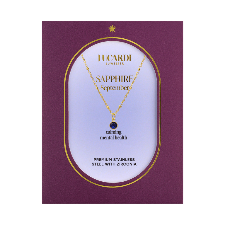Stalen goldplated ketting met hanger geboortesteen September voor dames