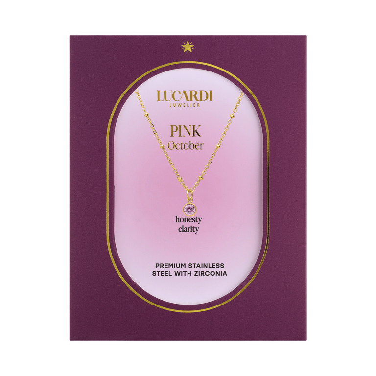 Stalen goldplated ketting met hanger geboortesteen Oktober voor dames