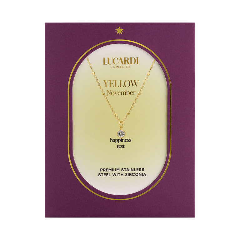 Stainless steel goldplated ketting met hanger geboortesteen November voor dames