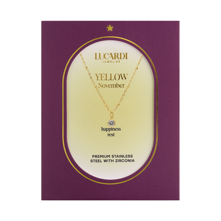 Stalen goldplated ketting met hanger geboortesteen November voor dames