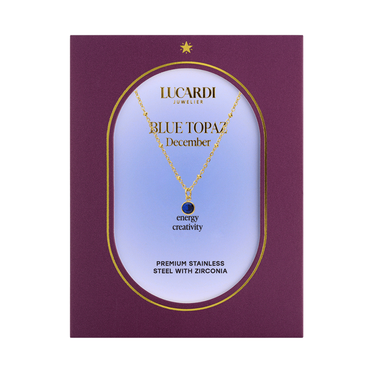 Stainless steel goldplated ketting met geboortesteen hanger December