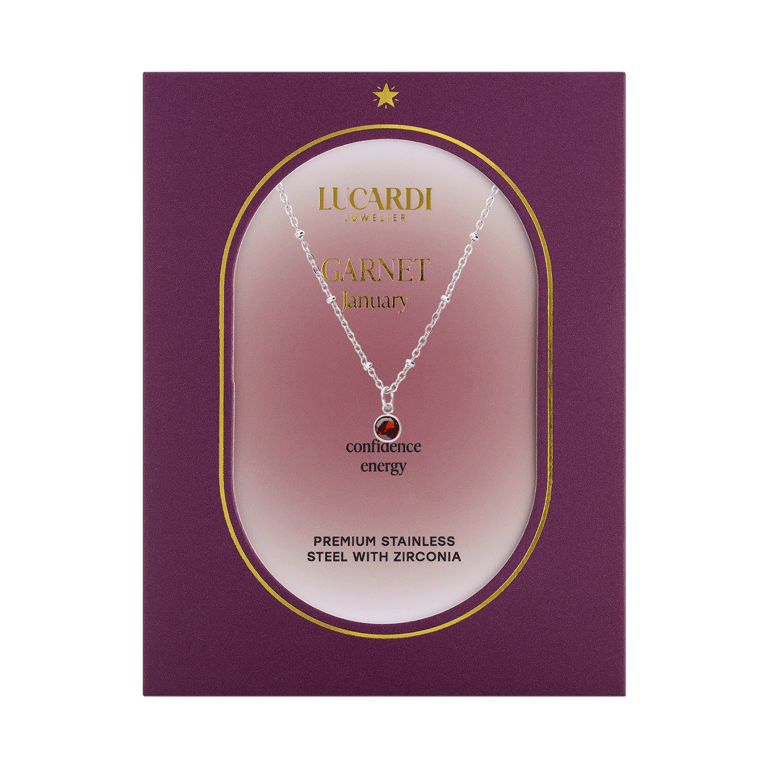 Stainless steel ketting met geboortesteen hanger Januari