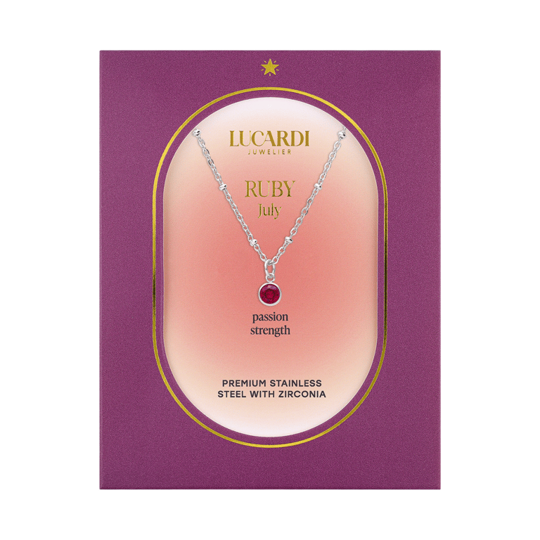 Stainless steel ketting met geboortesteen hanger Juli