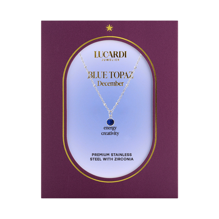 Stainless steel ketting met geboortesteen hanger December