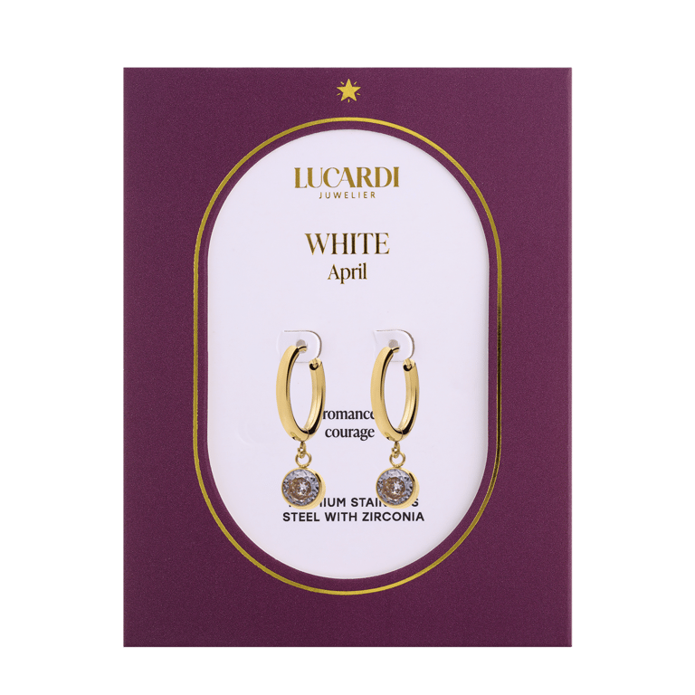 Stainless steel goldplated oorknoppen met geboortesteen April voor dames