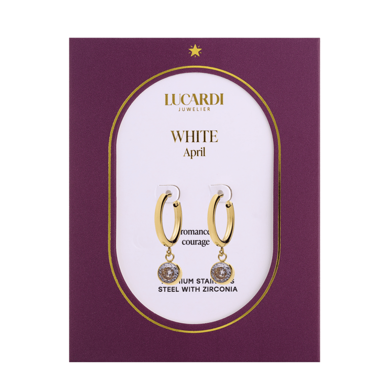 Stalen goldplated oorknoppen met geboortesteen April voor dames