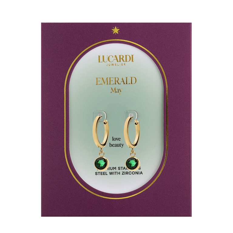 Stalen goldplated oorknoppen met geboortesteen Mei voor dames