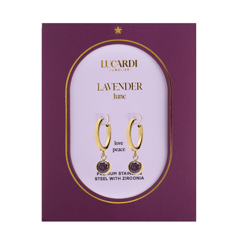 Stainless steel goldplated oorbellen geboortesteen juni