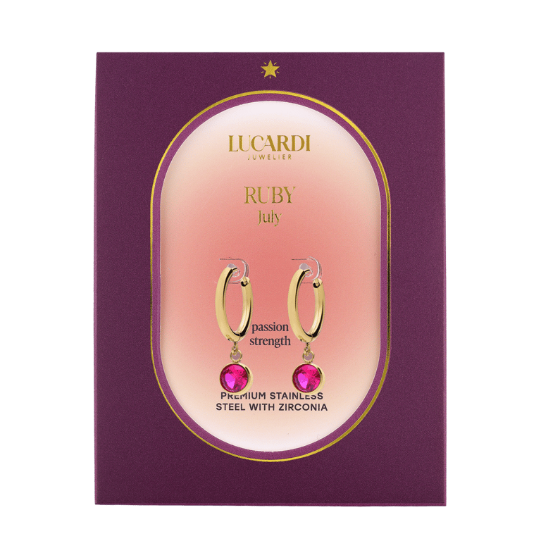 Stalen goldplated oorknoppen met geboortesteen Juli voor dames