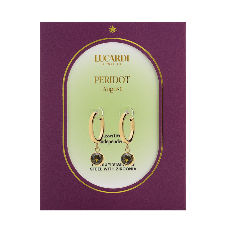 Stalen goldplated oorknoppen met geboortesteen Augustus voor dames