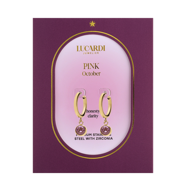 Stainless steel goldplated oorknoppen met geboortesteen Oktober voor dames