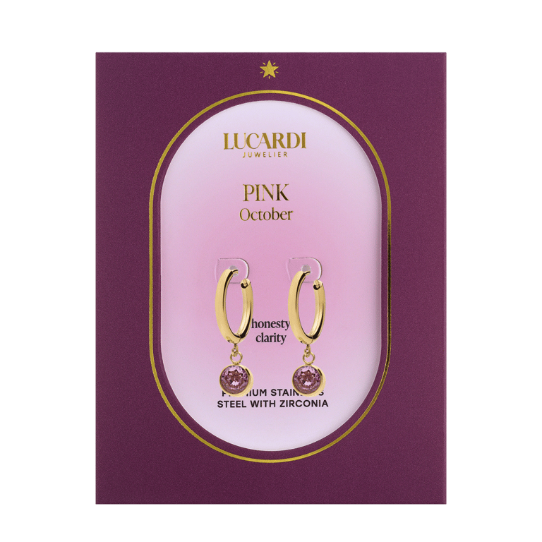 Stalen goldplated oorknoppen met geboortesteen Oktober voor dames