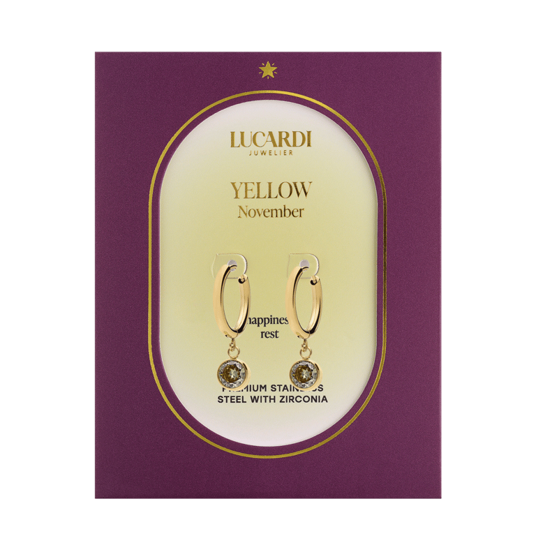 Stainless steel goldplated oorknoppen met geboortesteen November voor dames