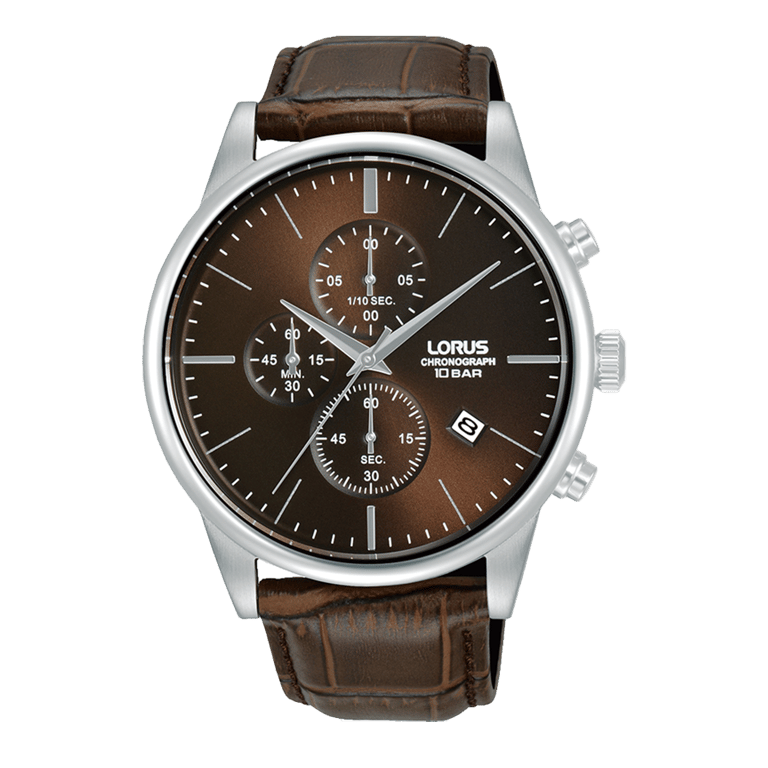 Lorus horloge Chronograaf met leren band bruin 