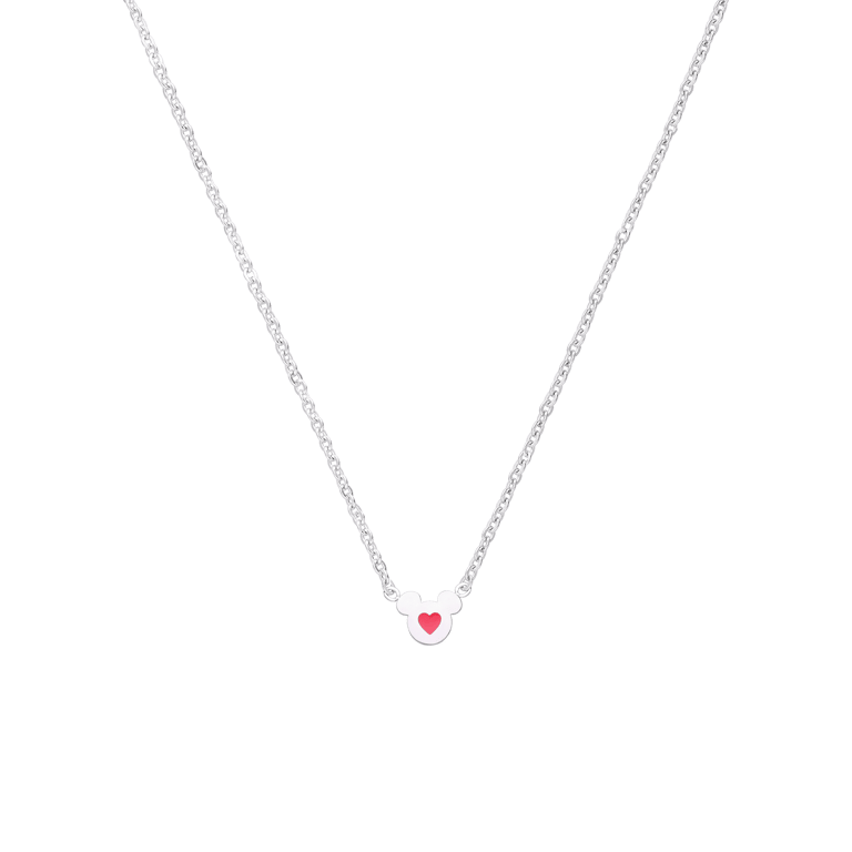 Disney - Stalen ketting Mickey hart roze emaille