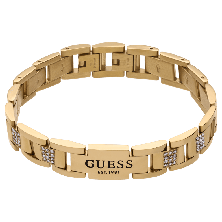 Guess stainless steel goldplated herenarmband met zirkonia