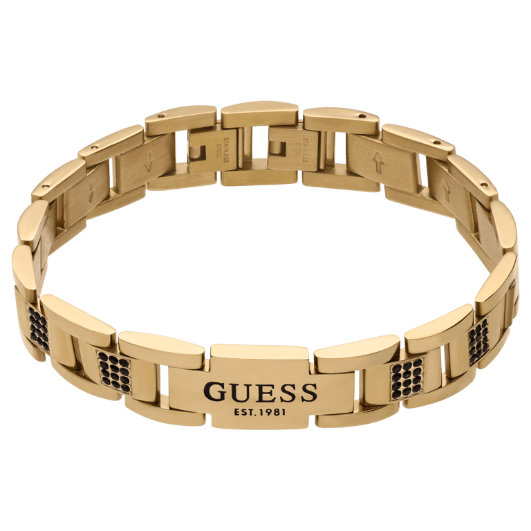 Guess stalen goldplated herenarmband met zirkonia