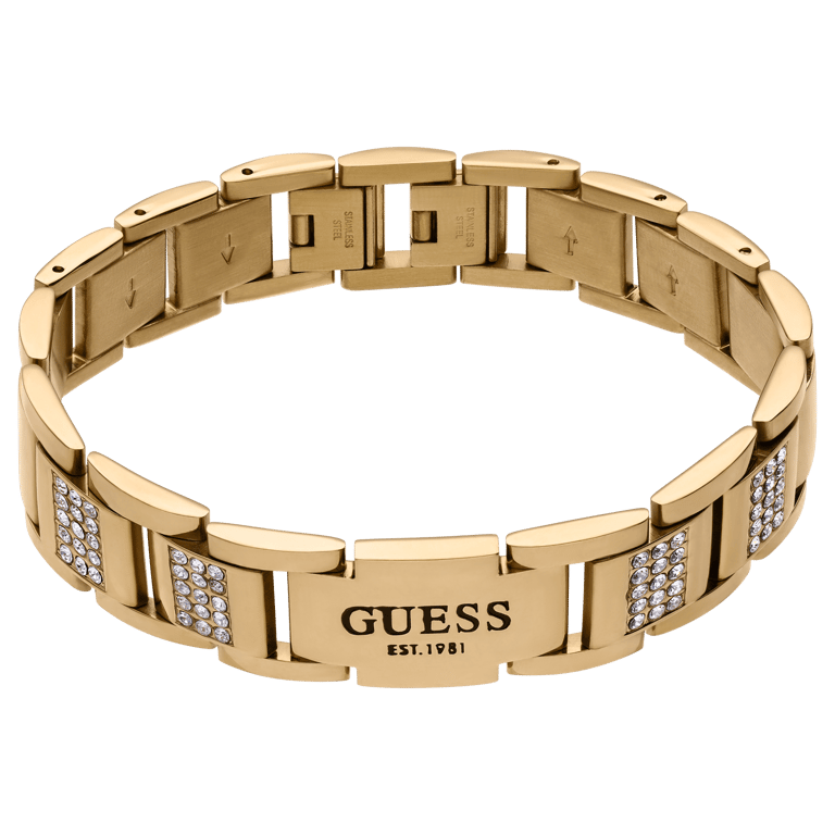 Guess stainless steel goldplated herenarmband met zirkonia