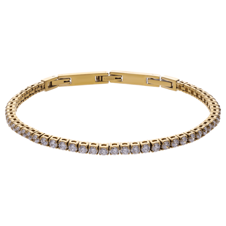 Guess stalen goldplated herenarmband met zirkonia