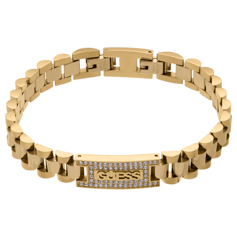 Guess stalen goldplated herenarmband met zirkonia