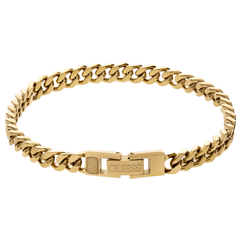 Guess stalen goldplated herenschakelarmband