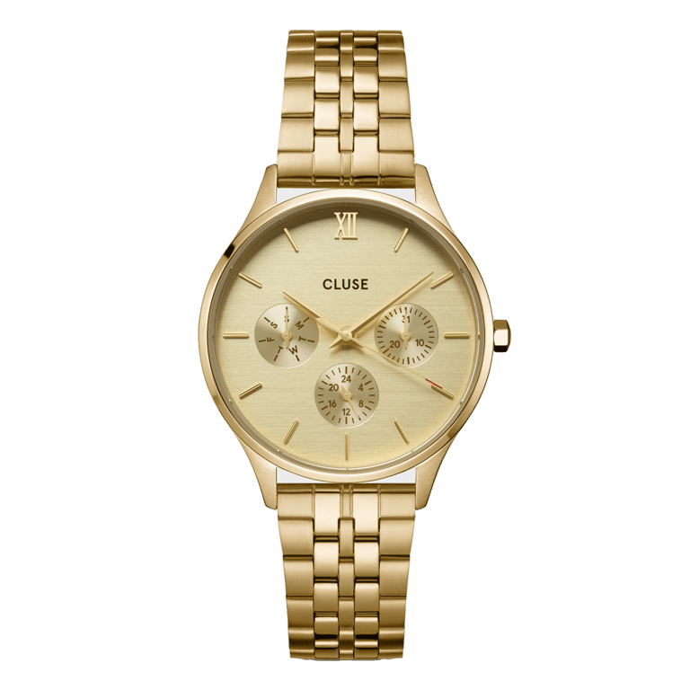 CLUSE - Minuit multifunction stalen horloge goldplated