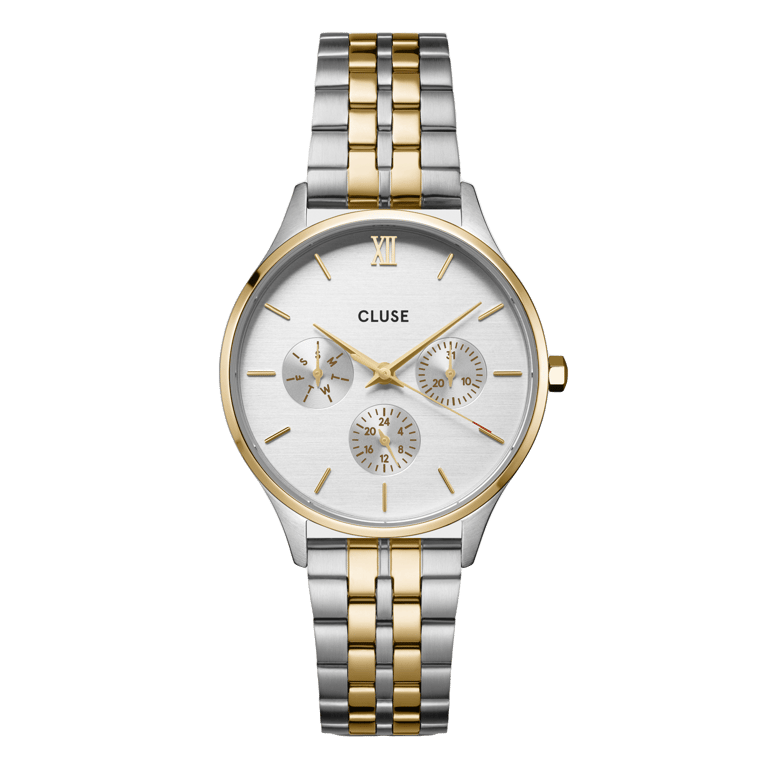 CLUSE - Minuit multifunction stalen horloge bicolor