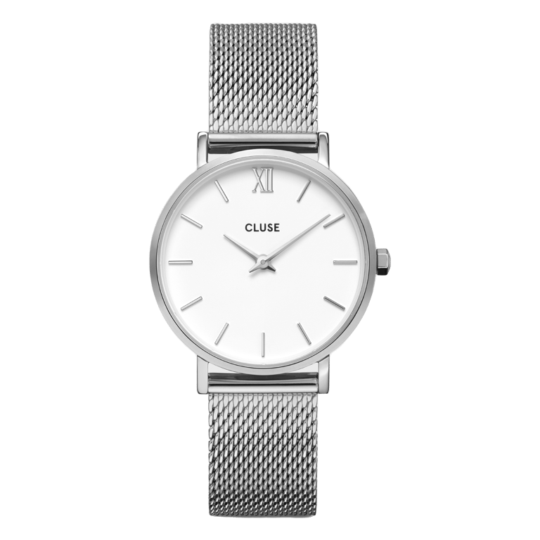 CLUSE - Minuit horloge zilverkleur stainless steel mesh band