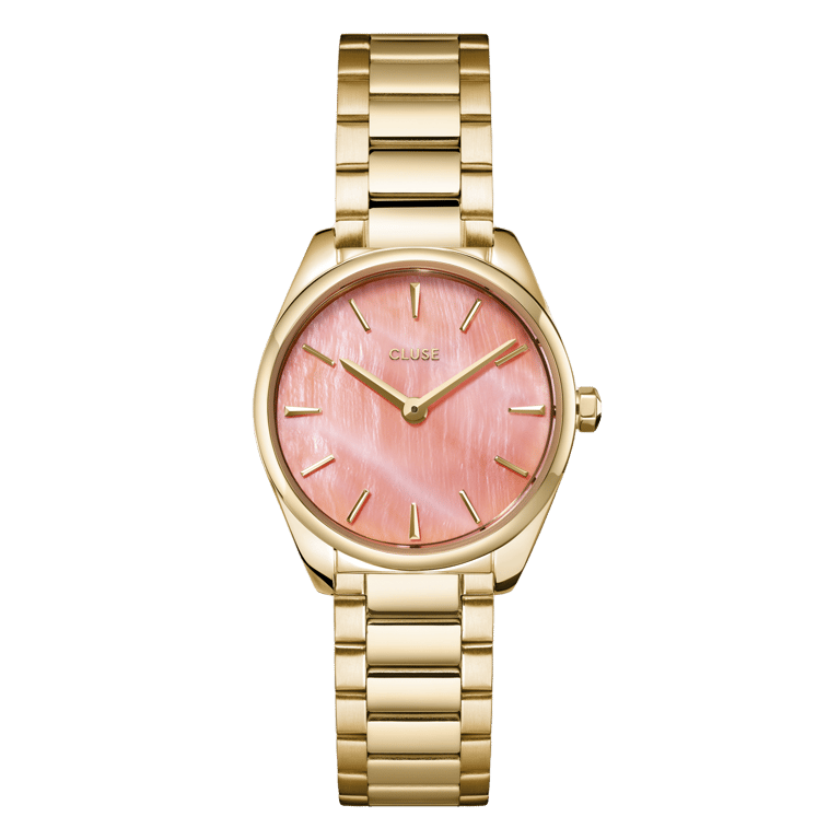 CLUSE - Féroce Mini horloge goudkleurig met apricot