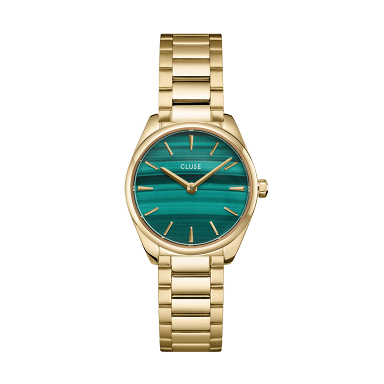 CLUSE - Féroce Mini stalen horloge goudkleurig met groen