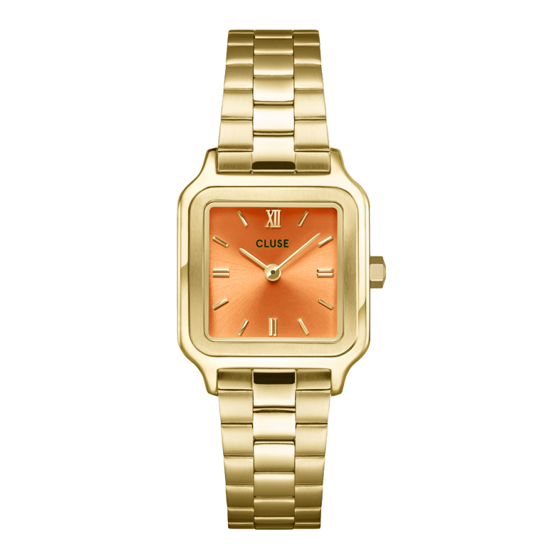 CLUSE - Gracieuse Petite horloge goudkleurig met apricot