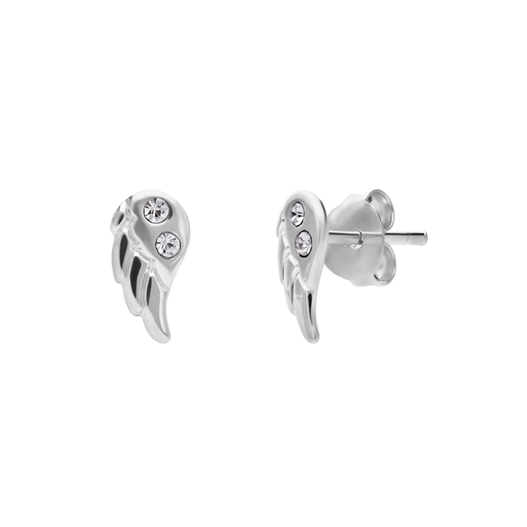 Ohrstecker aus 925er Silber, Flügel, Kristall