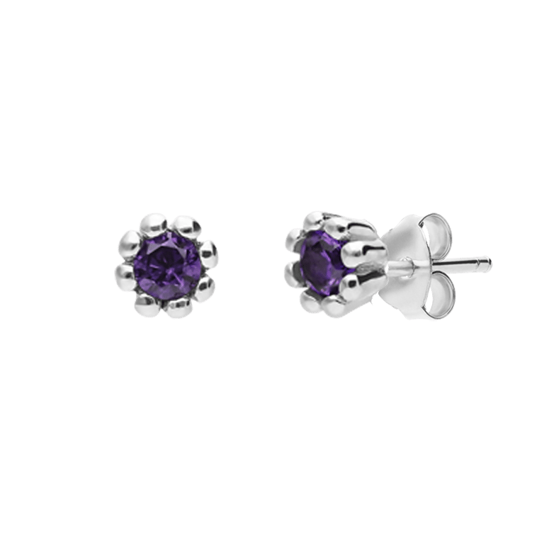 Ohrstecker aus 925 Silber, Blume, Zirkonia, Amethyst
