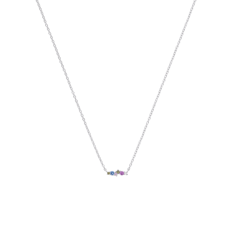 Zilveren ketting bar multi color