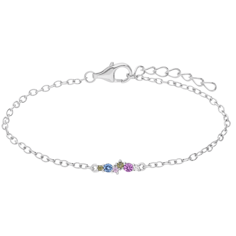 Zilveren armband bar multi color