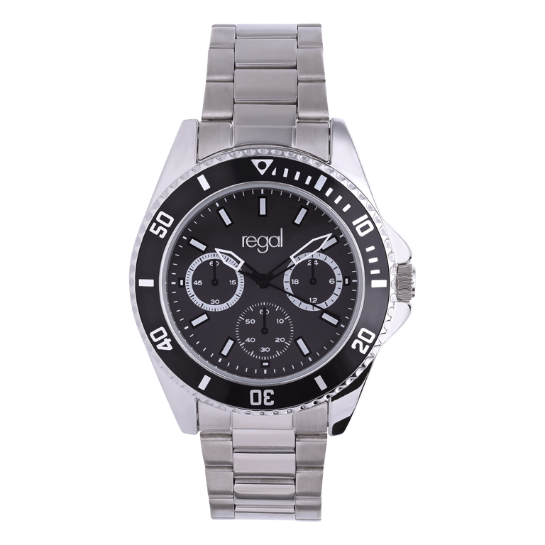 Elegante Herrenuhr aus Stahl mit schwarzem Zifferblatt