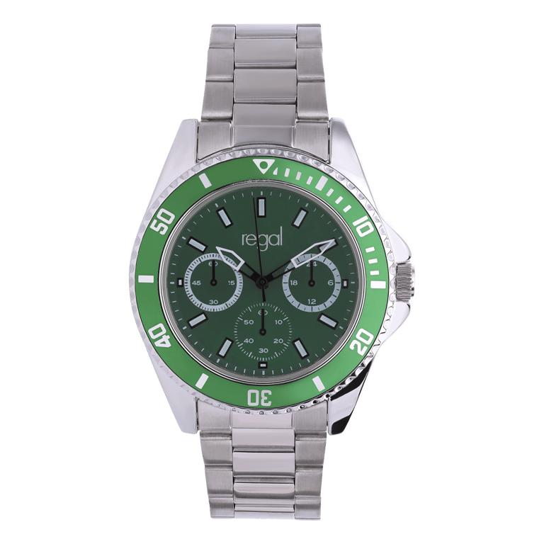 Elegante Herrenarmbanduhr aus Stahl mit grünem Zifferblatt