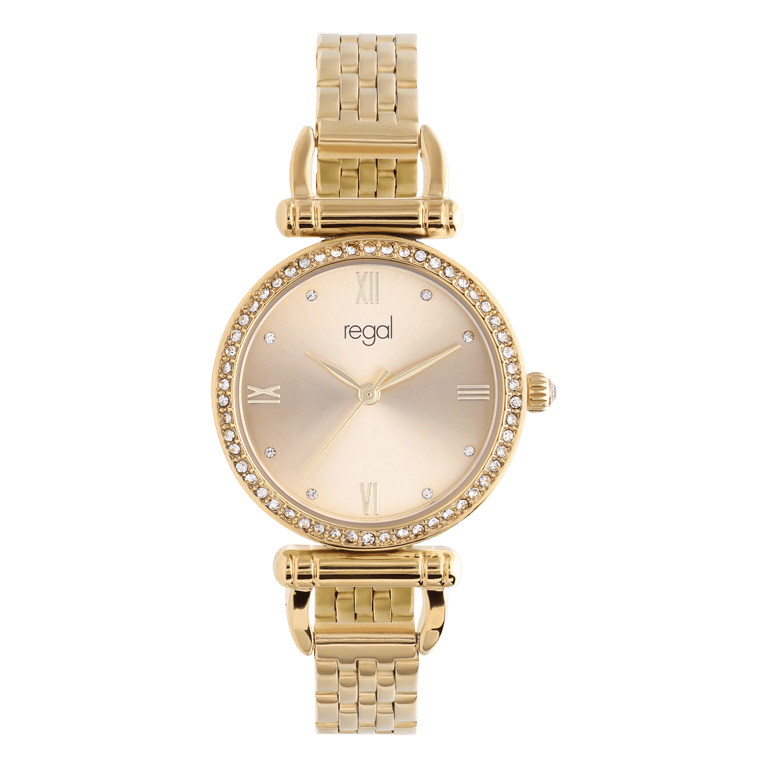 Regal Damen-Armbanduhr, goldfarben, mit Zirkonia