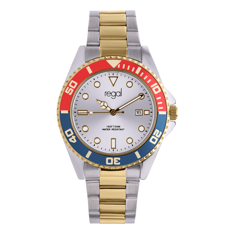 Regal heren horloge bicolor met zilver wijzerplaat