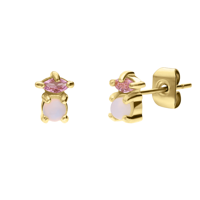 Ohrstecker im Vintage-Stil aus Edelstahl, vergoldet, mit Opal
