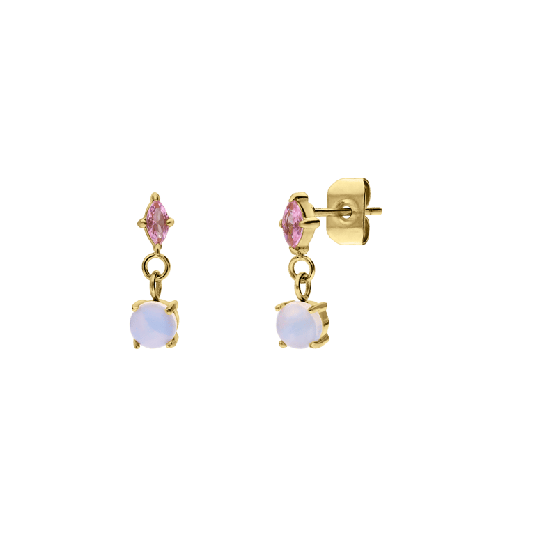 Ohrringe im Vintage-Stil aus Edelstahl, vergoldet, mit Opal