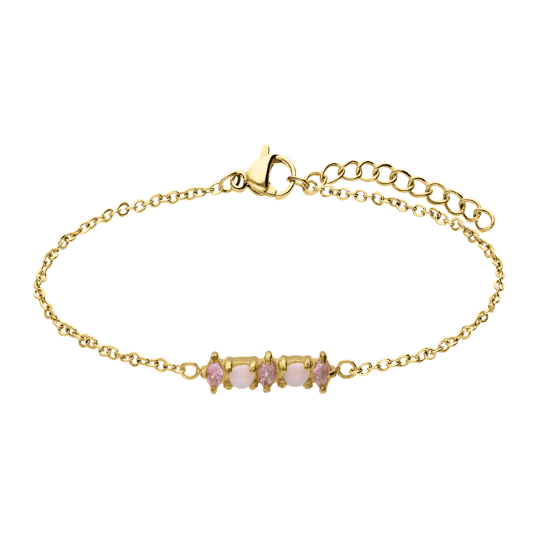 Stainless steel goldplated vintage armband met opaal