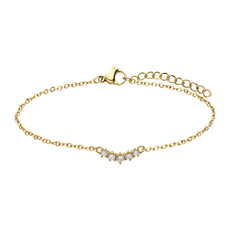 Stainless steel goldplated fantasiearmband met zirkonia voor dames