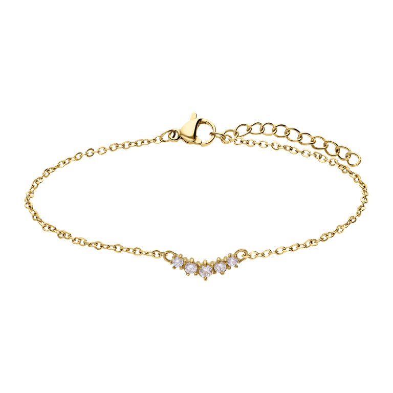 Stalen goldplated vintage armband met wit zirkonia